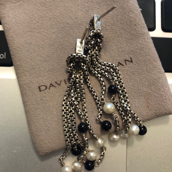 DAVID YURMAN White Black Pearl Dangle Drop Earring - Picture 3 of 3